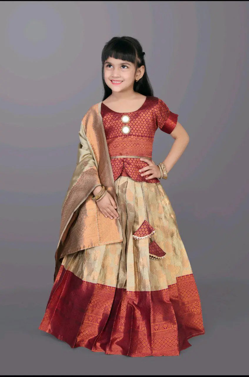 Ethnic Kids Golden Girl Lehenga Choli Dupatta mahezon