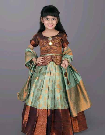 Ethnic Kids Light Blue Girl Lehenga Choli Dupatta mahezon