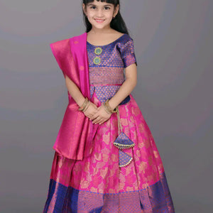 Ethnic Kids Pink Girl Lehenga Choli Dupatta mahezon