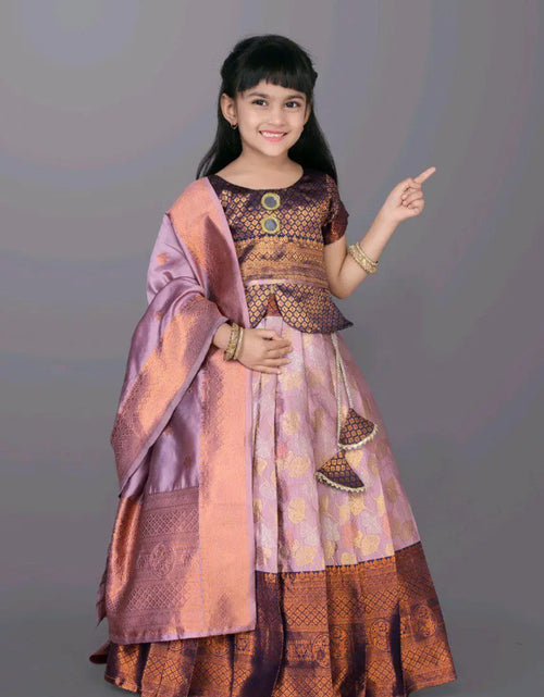 Load image into Gallery viewer, Ethnic Kids Purple Girl Lehenga Choli Dupatta mahezon
