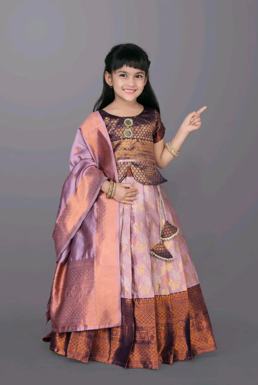 Ethnic Kids Purple Girl Lehenga Choli Dupatta mahezon