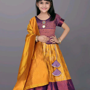 Ethnic Kids Yellow Girl Lehenga Choli Dupatta mahezon