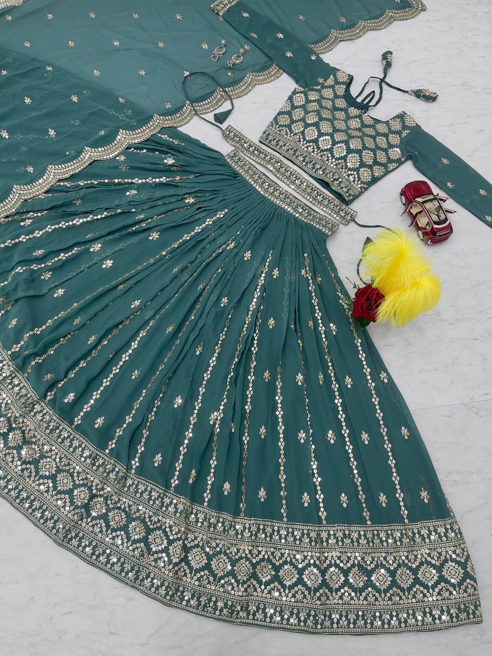 Festive Designer Ethnic Embroidery Sequence Women Lehenga Choli Dupatta mahezon