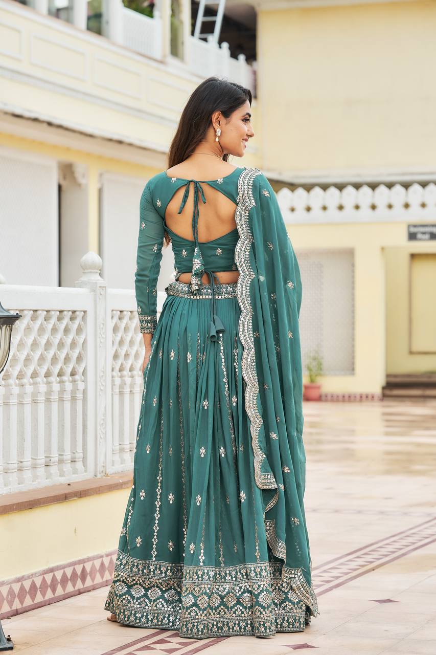 Festive Designer Ethnic Embroidery Sequence Women Lehenga Choli Dupatta mahezon