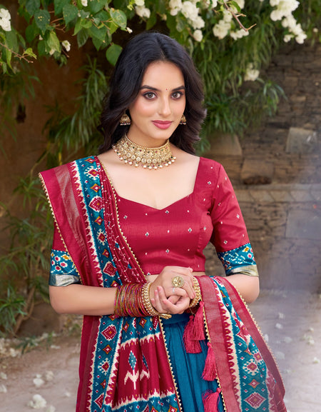 Ethnic Indian Blue Women’s Wedding Reception Lehenga Choli mahezon