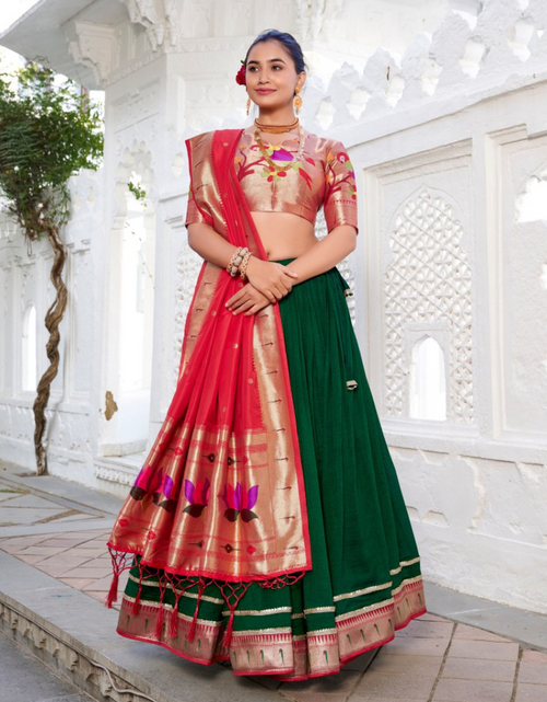 Load image into Gallery viewer, Ethnic Indian Paithani Lehenga Dupatta mahezon
