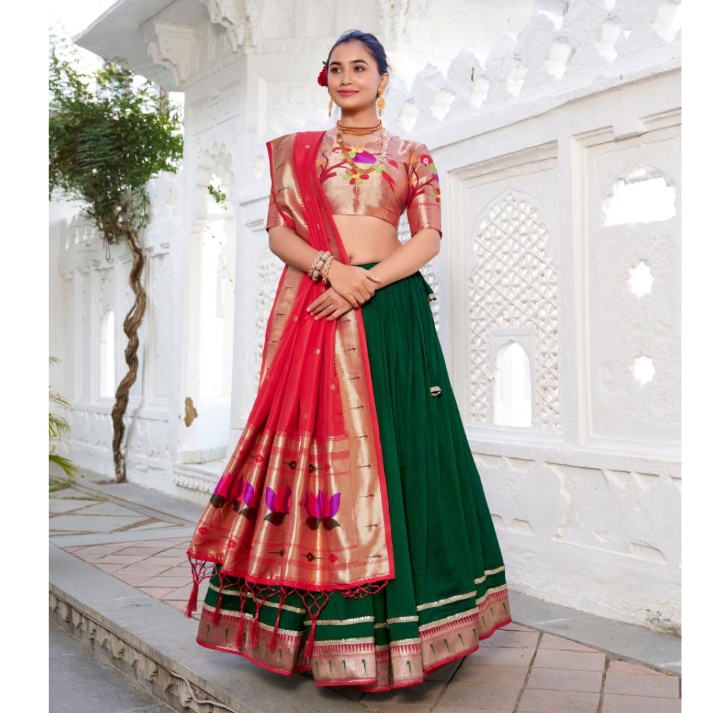 Ethnic Indian Paithani Lehenga Dupatta mahezon