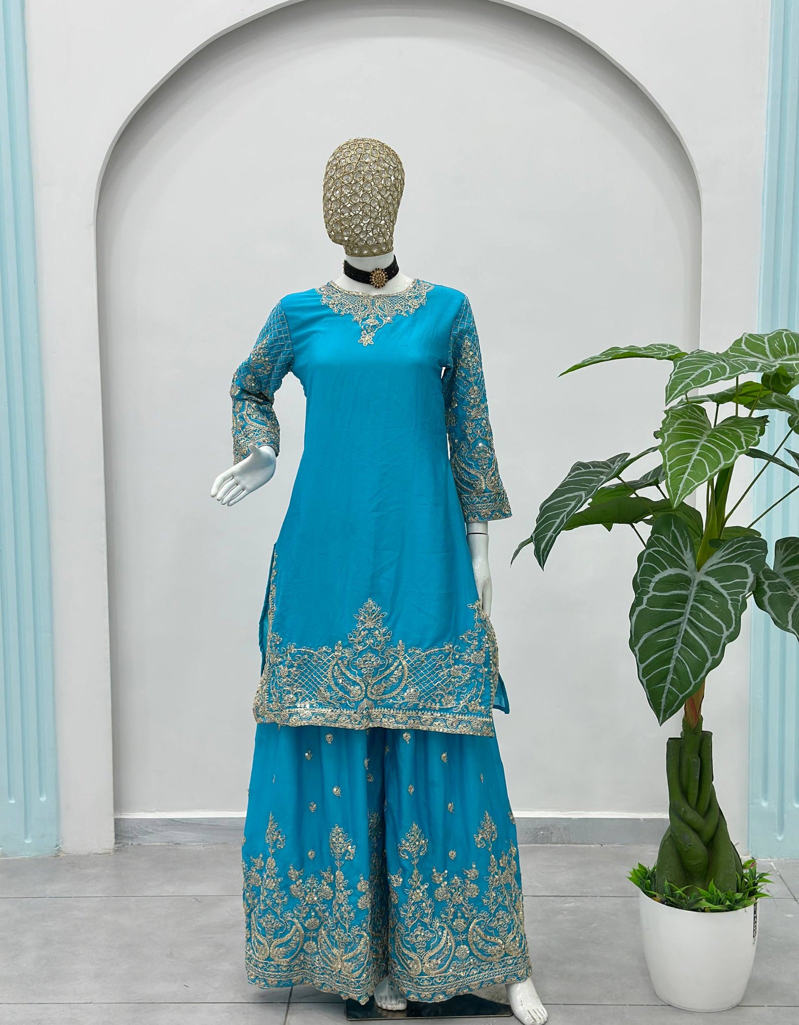 Ready Made Festive Silk Kurti  Pant with Dupatta Suit mahezon