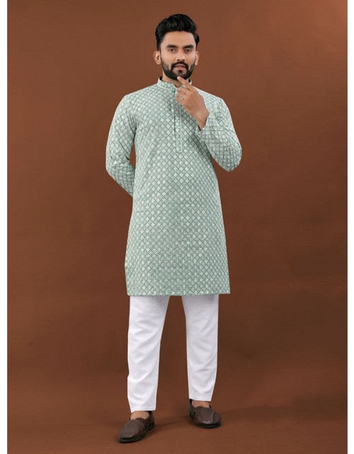 Load image into Gallery viewer, Ethnic Indian Traditional Lucknowi Men Kurta Pajama mahezon

