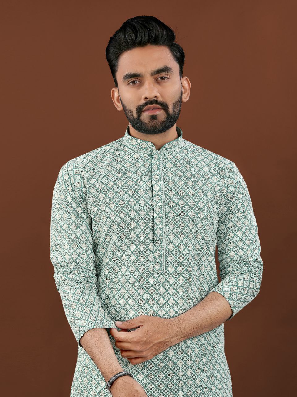 Ethnic Indian Traditional Lucknowi Men Kurta Pajama mahezon