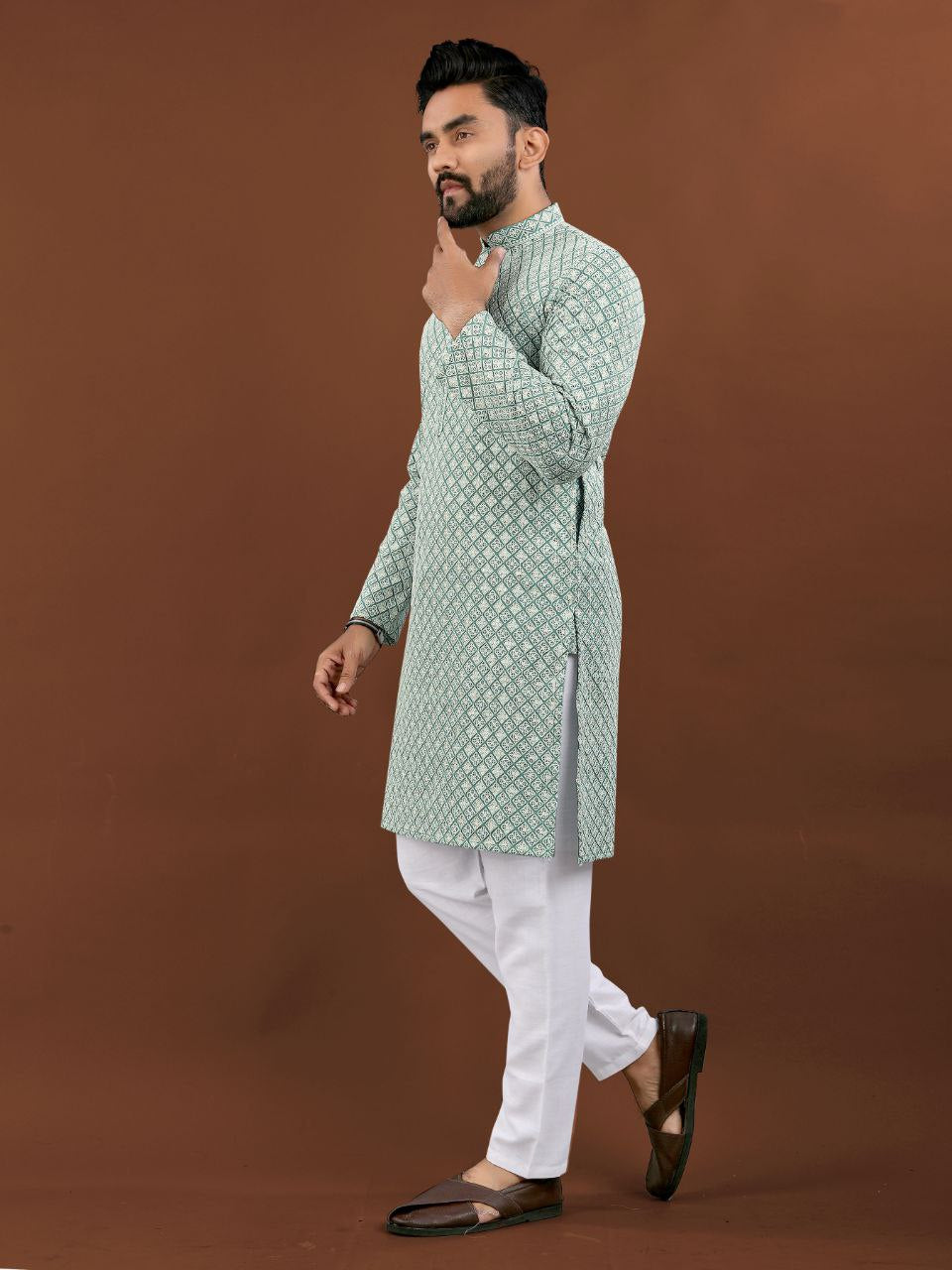 Ethnic Indian Traditional Lucknowi Men Kurta Pajama mahezon