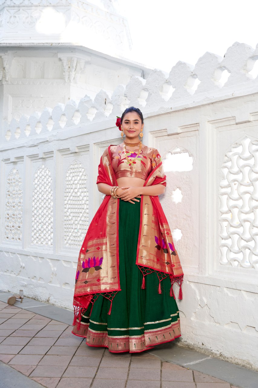 Ethnic Indian Paithani Lehenga Dupatta mahezon