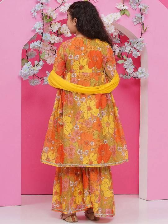 Ethnic Kids Girls Top Sharara Dupatta Dress