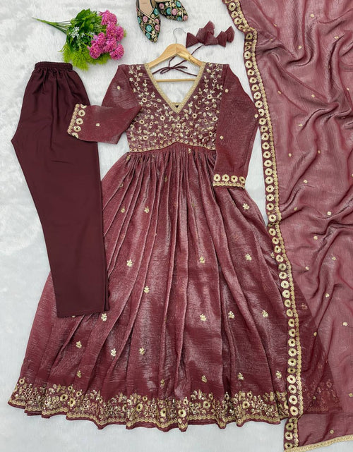Load image into Gallery viewer, Party Wear Designer Embroidery Sequence Women Gown Pant Dupatta Suit Dress mahezon
