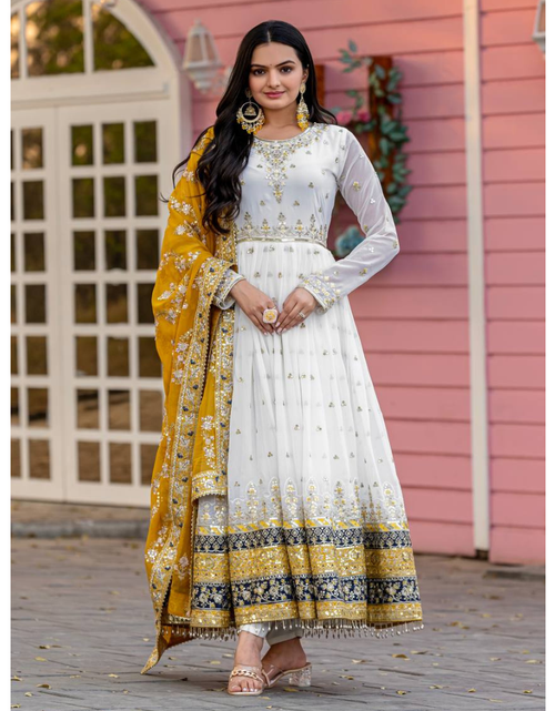 Load image into Gallery viewer, Party Wear Designer Embroidery Sequin Women Gown Dupatta Suit mahezon
