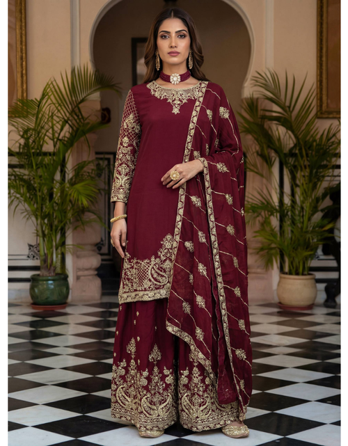 Load image into Gallery viewer, Ready Made Festive Silk Kurti  Pant with Dupatta Suit mahezon
