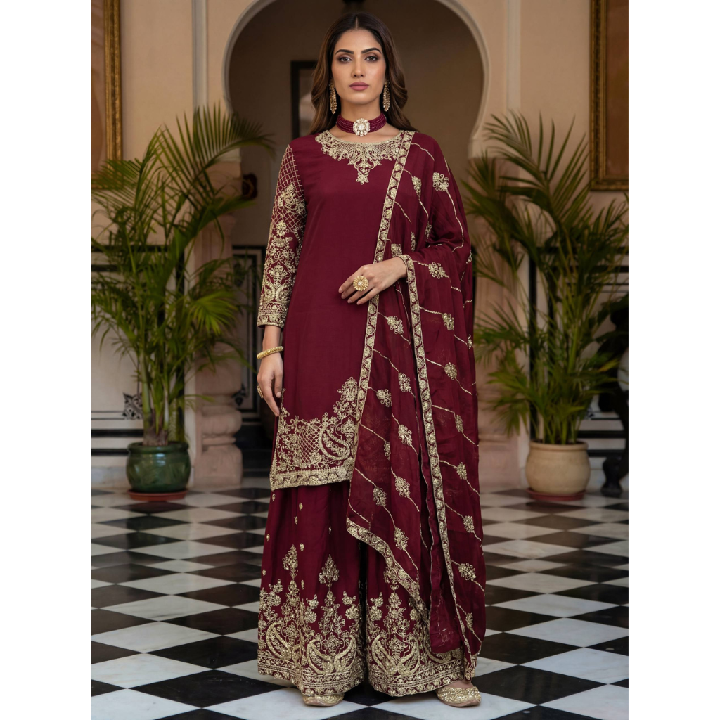 Ready Made Festive Silk Kurti  Pant with Dupatta Suit mahezon