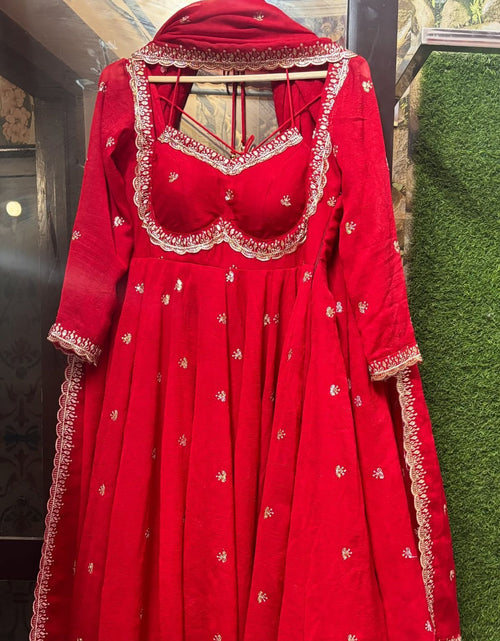 Load image into Gallery viewer, Festive Traditional Ethnic Red Women Gown Dupatta mahezon
