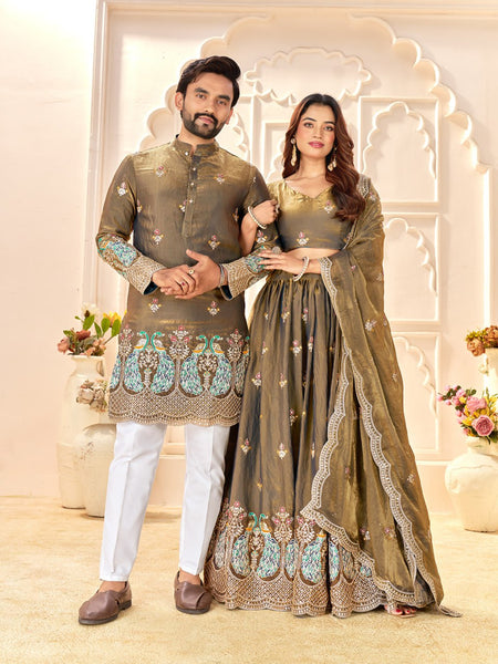 Ethnic Traditional Premium Wedding Couple Wear Same Matching Outfits Set Mahezon