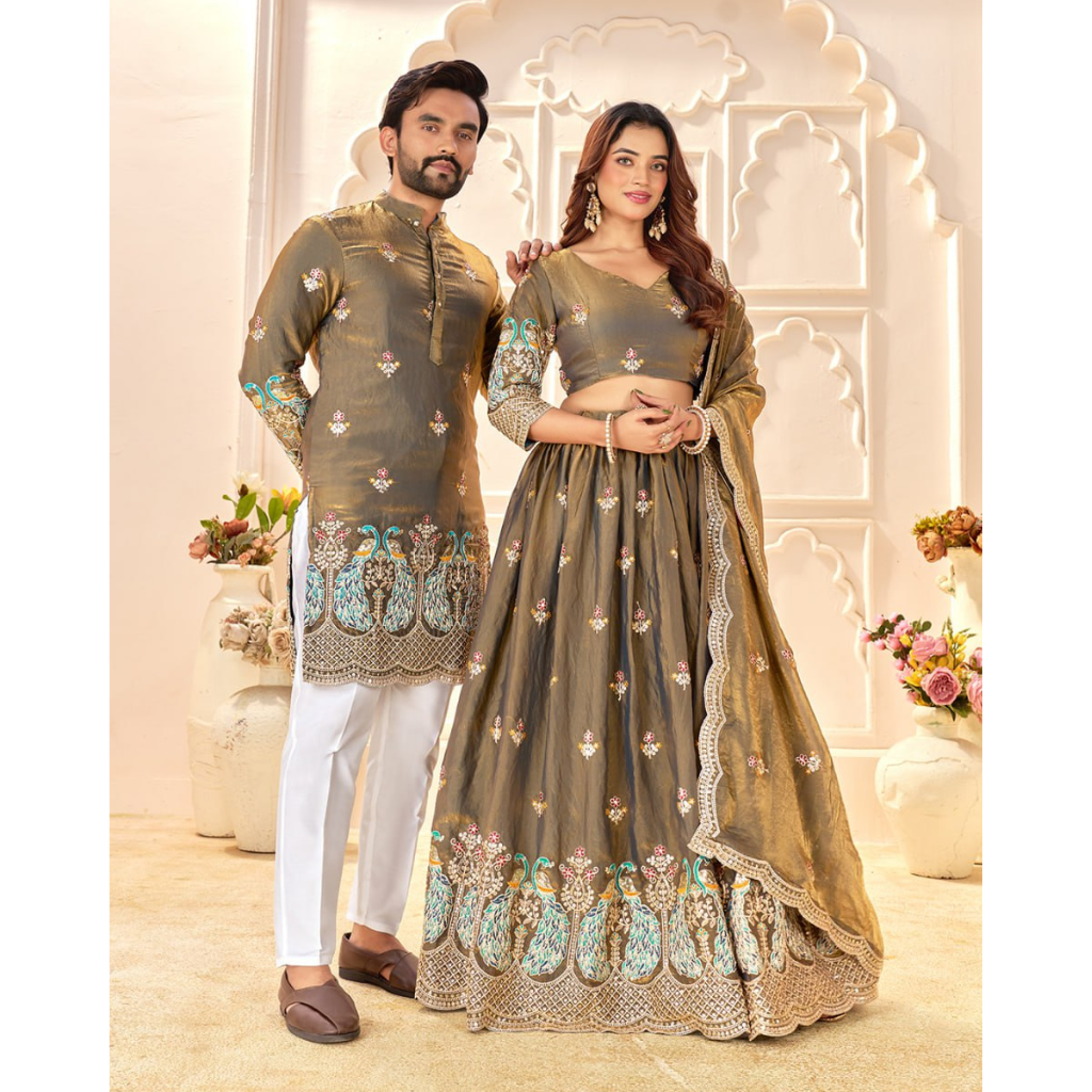 Ethnic Traditional Premium Wedding Couple Wear Same Matching Outfits Set Mahezon
