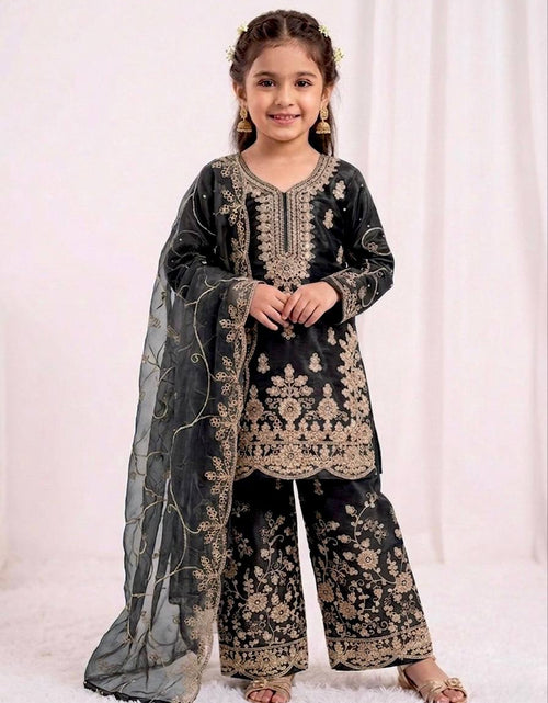 Load image into Gallery viewer, Ethnic Wear Matching Black Mother Daughter Designer Party wear Top Palazzo Dupatta Suit Set mahezon
