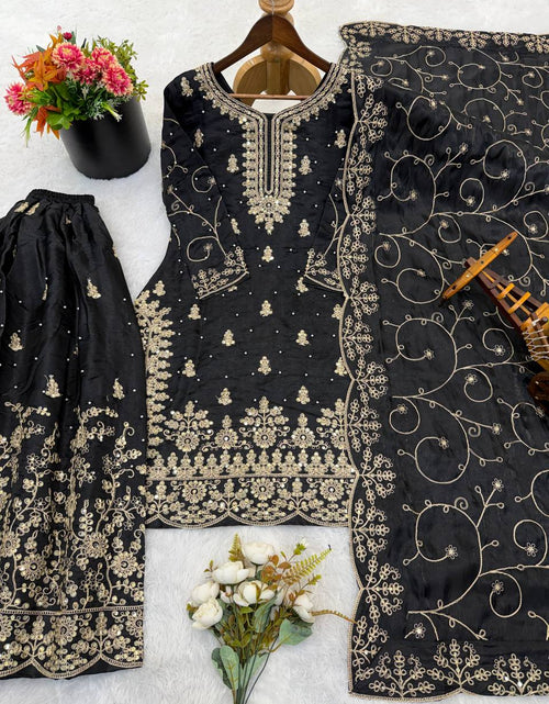 Load image into Gallery viewer, Ethnic Wear Matching Black Mother Daughter Designer Party wear Top Palazzo Dupatta Suit Set mahezon
