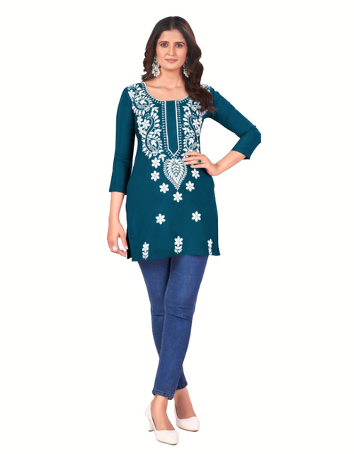 Load image into Gallery viewer, Fancy Chikankari Embroidery Women&#39;s Short Top mahezon
