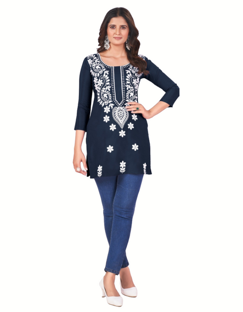 Load image into Gallery viewer, Fancy Chikankari Embroidery Women&#39;s Short Top mahezon
