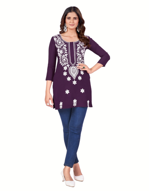 Load image into Gallery viewer, Fancy Chikankari Embroidery Women&#39;s Short Top mahezon
