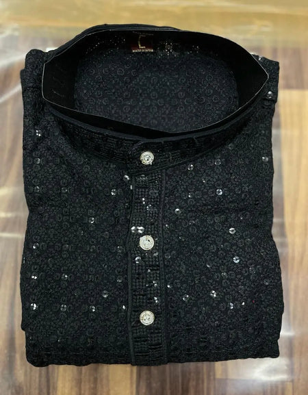 Father and Son Black Same Matching Kurta Dress Set mahezon