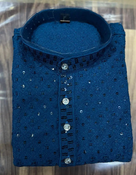 Father and Son Blue Same Matching Kurta Dress Set mahezon