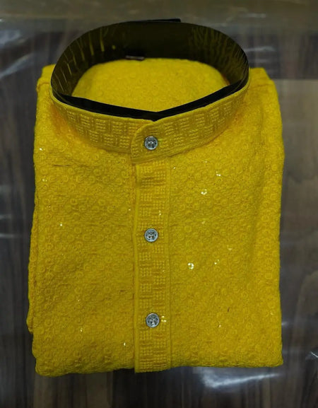 Father and Son Yellow Same Matching Kurta Dress Set mahezon