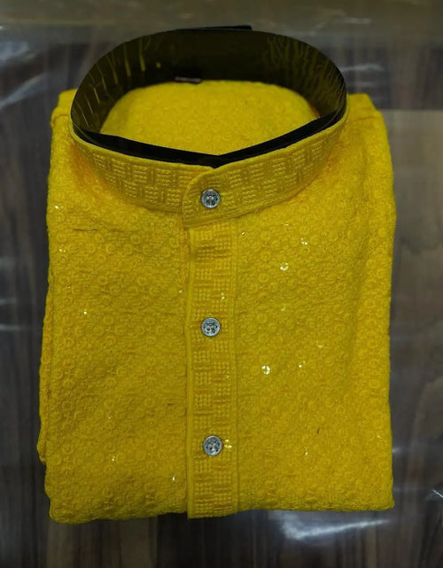 Load image into Gallery viewer, Father and Son Yellow Same Matching Kurta Dress Set mahezon
