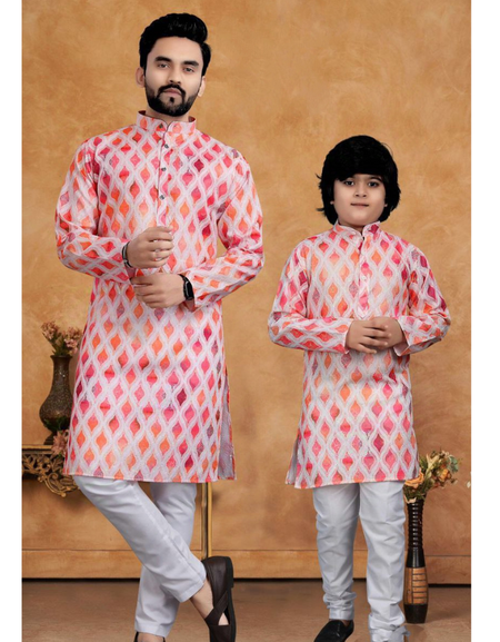 Father Son Same Matching Cotton Traditional Indian Kurta Pajama Outfits mahezon
