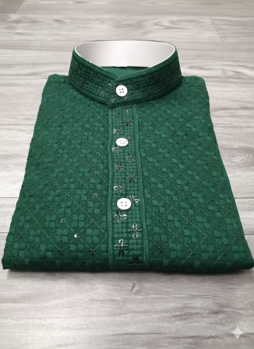 Father and Son Sequence Matching Twinning Kurta Pajama Outfit Set mahezon