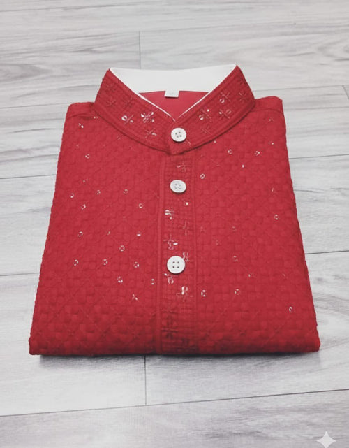 Load image into Gallery viewer, Father and Son Sequence Matching Twinning Kurta Pajama Outfit Set mahezon
