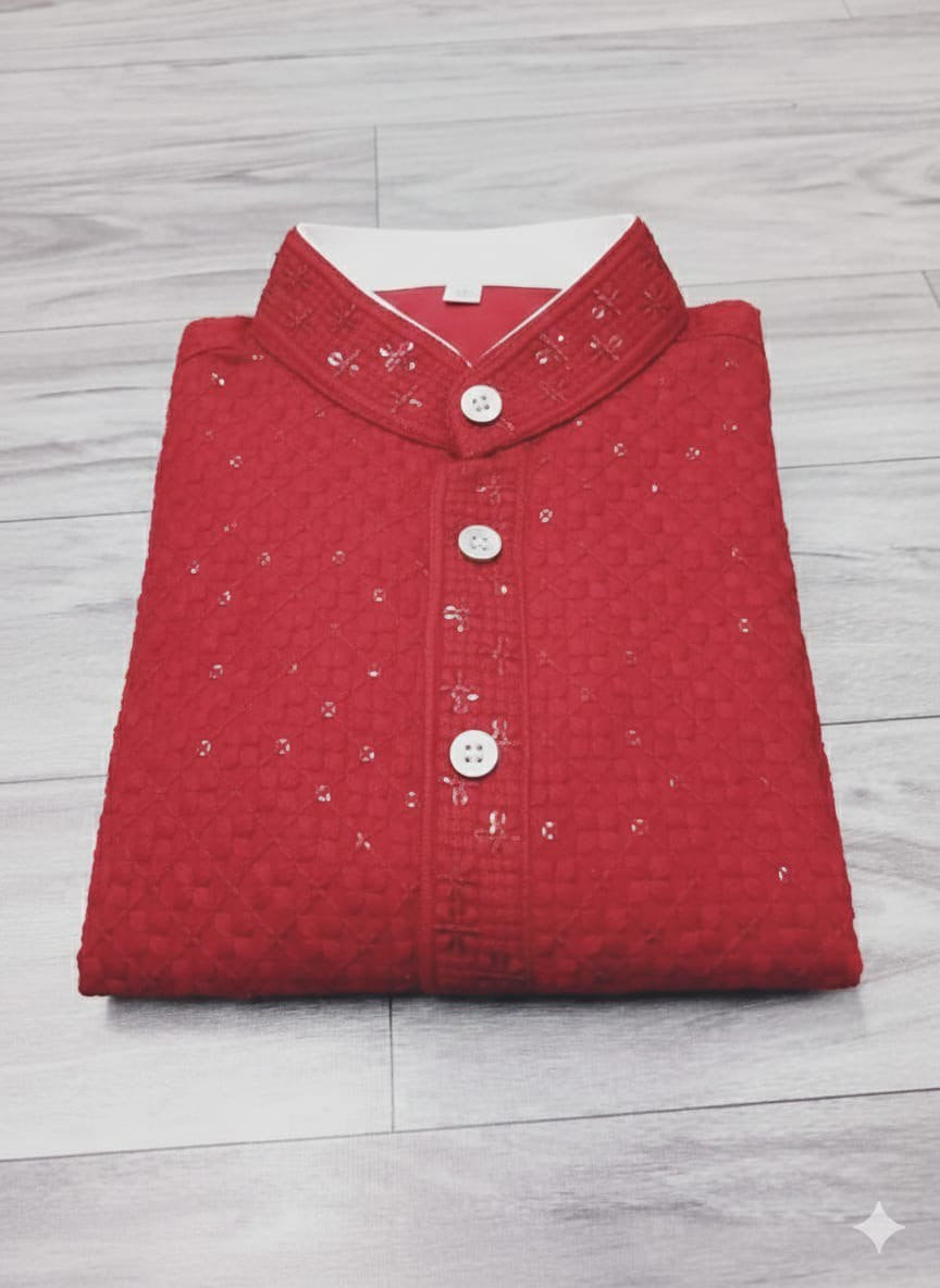 Father and Son Sequence Matching Twinning Kurta Pajama Outfit Set mahezon