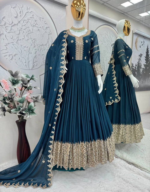Load image into Gallery viewer, Festive Designer Embroidery  Sequin Women Gown Dupatta Dress mahezon
