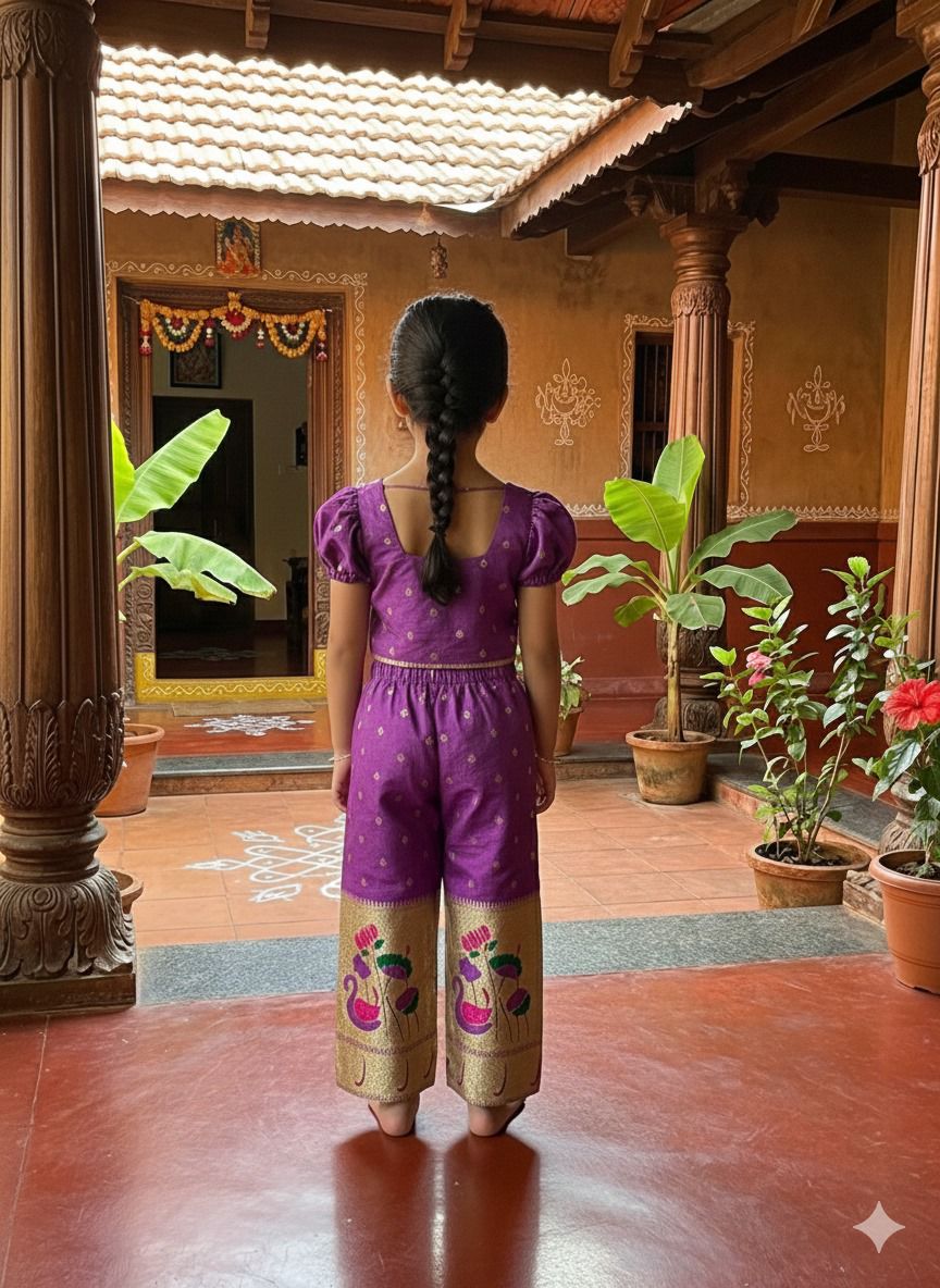 Stylish Paithani Style Kids Girl Co-Ord set mahezon