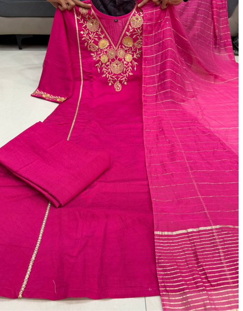 Load image into Gallery viewer, Festive Silk Women’s Kurti Pant Dupatta Suit mahezon
