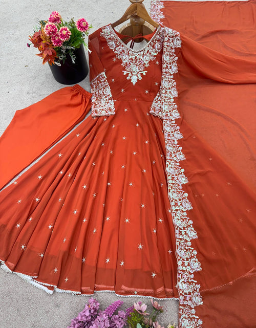 Load image into Gallery viewer, Festive Anarkali Women Gown Pant Dupatta set mahezon
