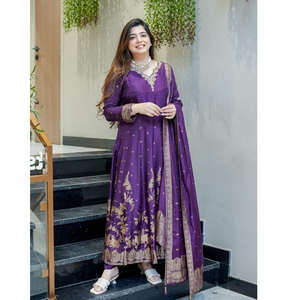 Festive Anarkali Women’s Kurti Pant Dupatta Suit mahezon