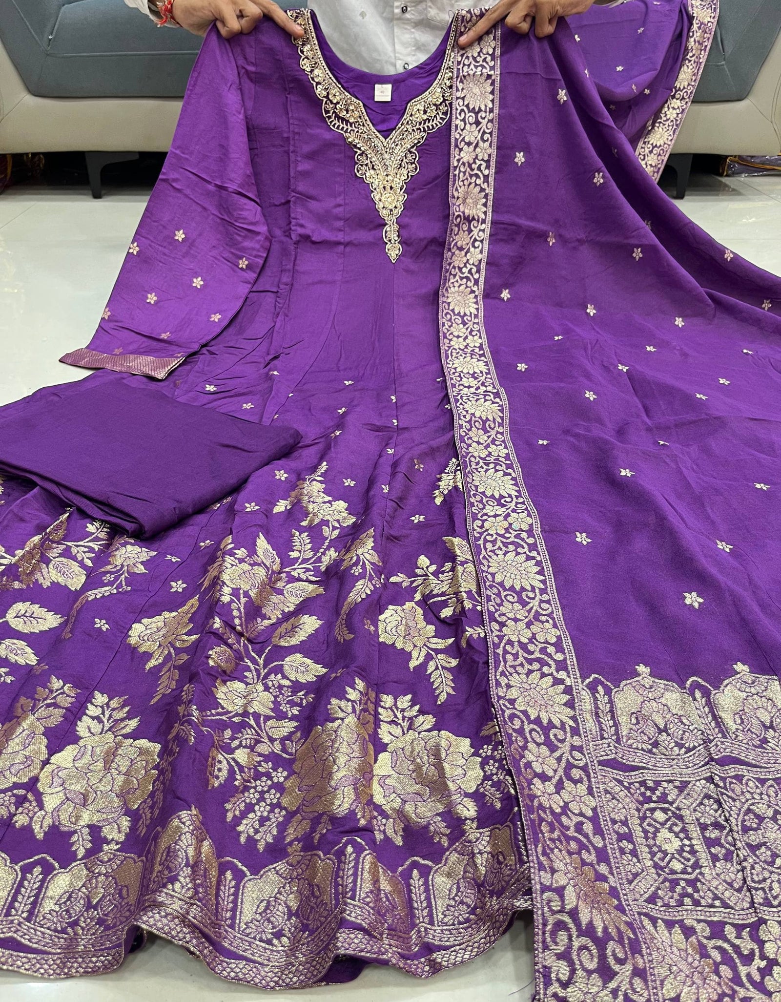 Festive Anarkali Women’s Kurti Pant Dupatta Suit mahezon