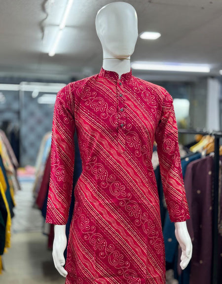 Festive Bandhani Print Men Kurta Pajama Set mahezon