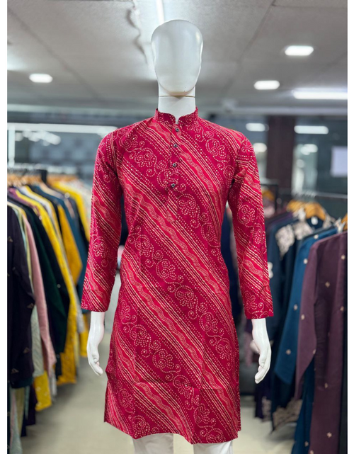 Load image into Gallery viewer, Festive Bandhani Print Men Kurta Pajama Set mahezon
