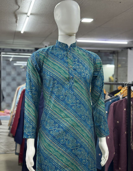 Festive Bandhani Print Stylish Men Kurta Pajama Set mahezon