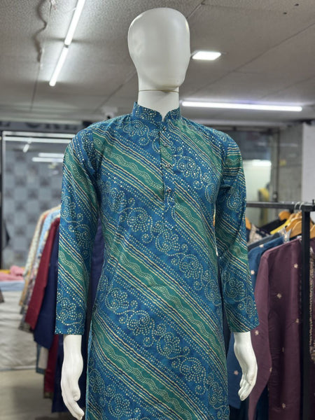 Festive Bandhani Print Stylish Men Kurta Pajama Set mahezon