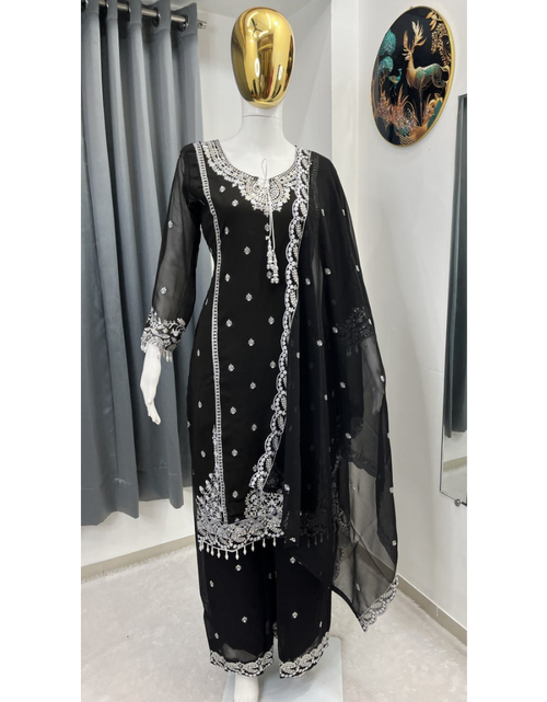 Load image into Gallery viewer, Festive Women Top Palazzo Dupatta Suit mahezon
