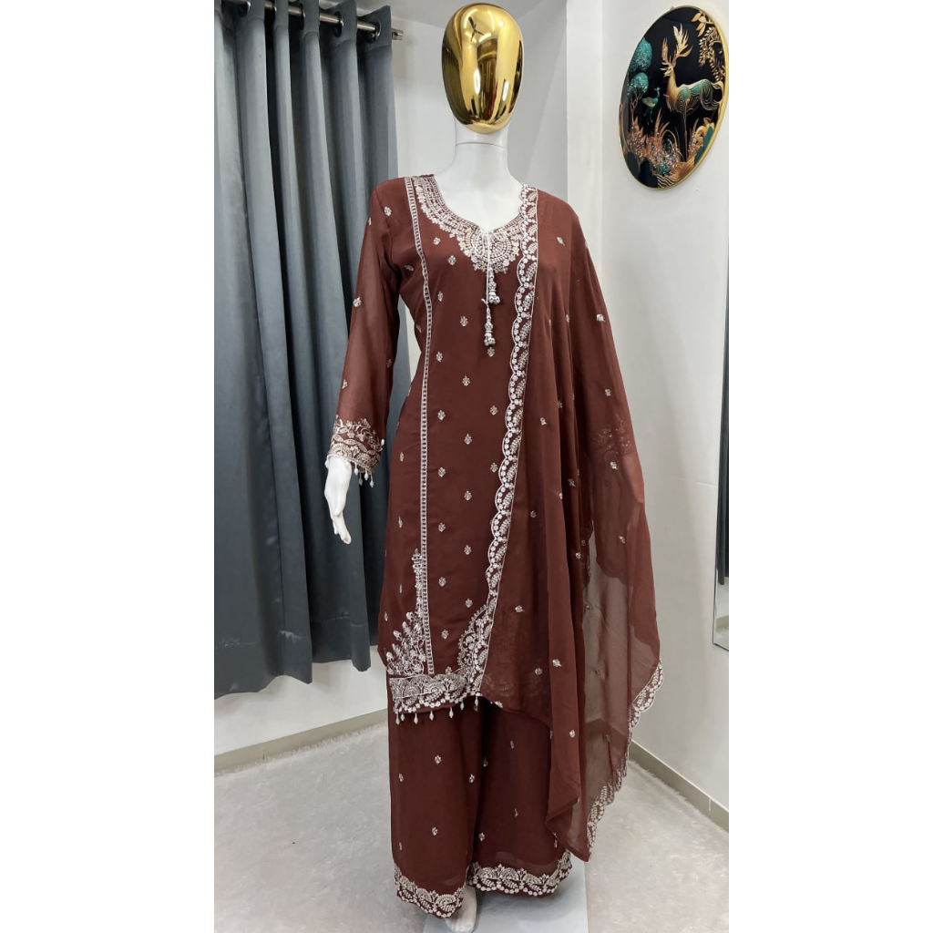Festive Women Top Palazzo Dupatta Suit mahezon