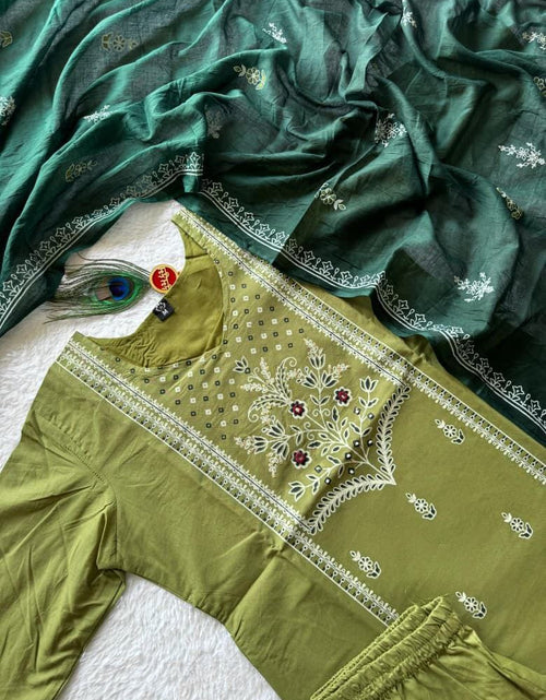 Load image into Gallery viewer, Cotton Women Kurti Pant Dupatta Set mahezon
